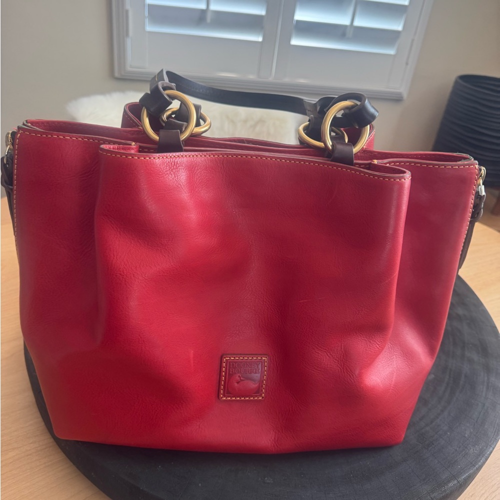 Dooney Bourke Red Leather Tote Bag